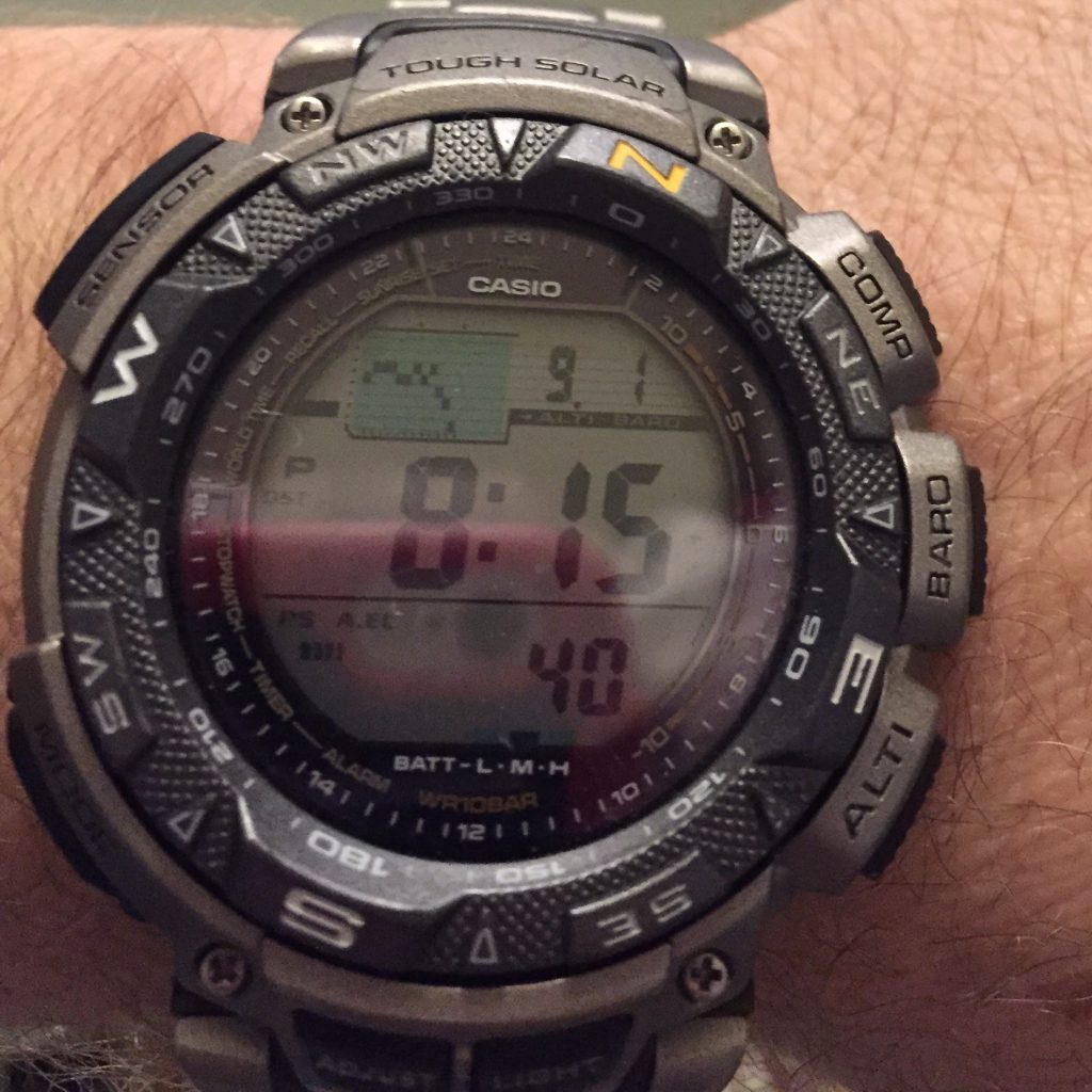 my watch showing the dropping air pressure from the storm.